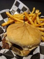 Mushroom Swiss Burger and Fries